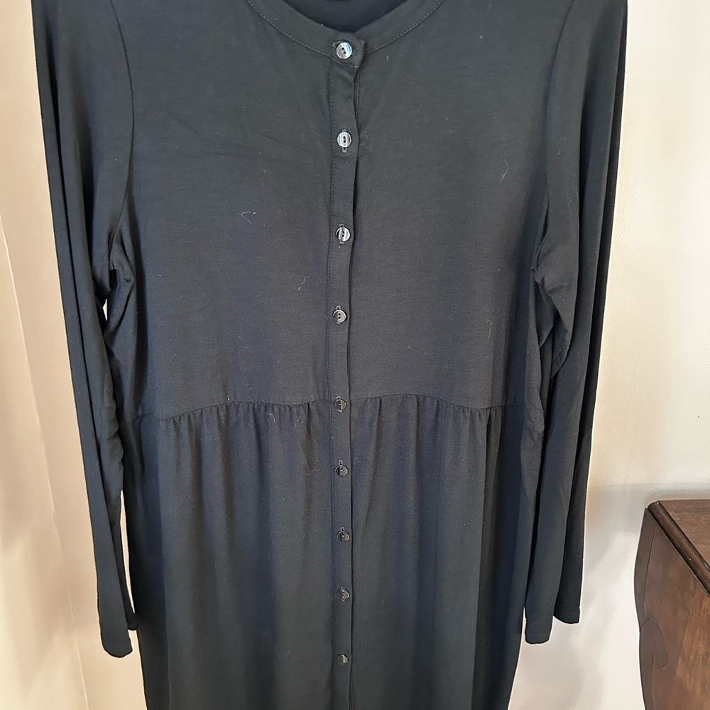 Elegant Black Button-Down Dress